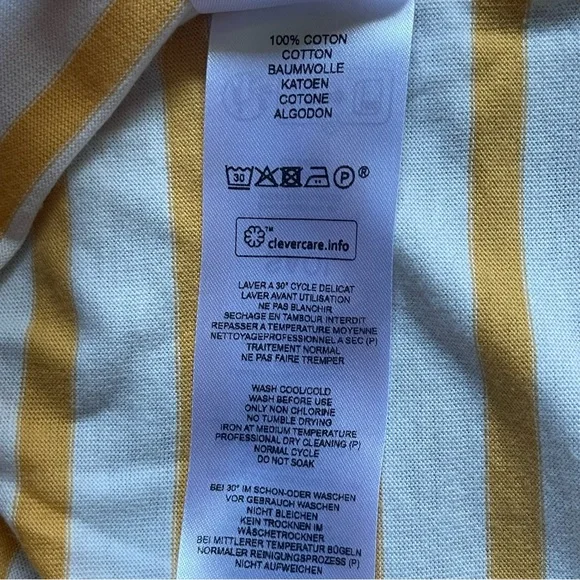 Saint James Yellow and White Stripes Long Sleeves Tee US 10 - Picture 4 of 5